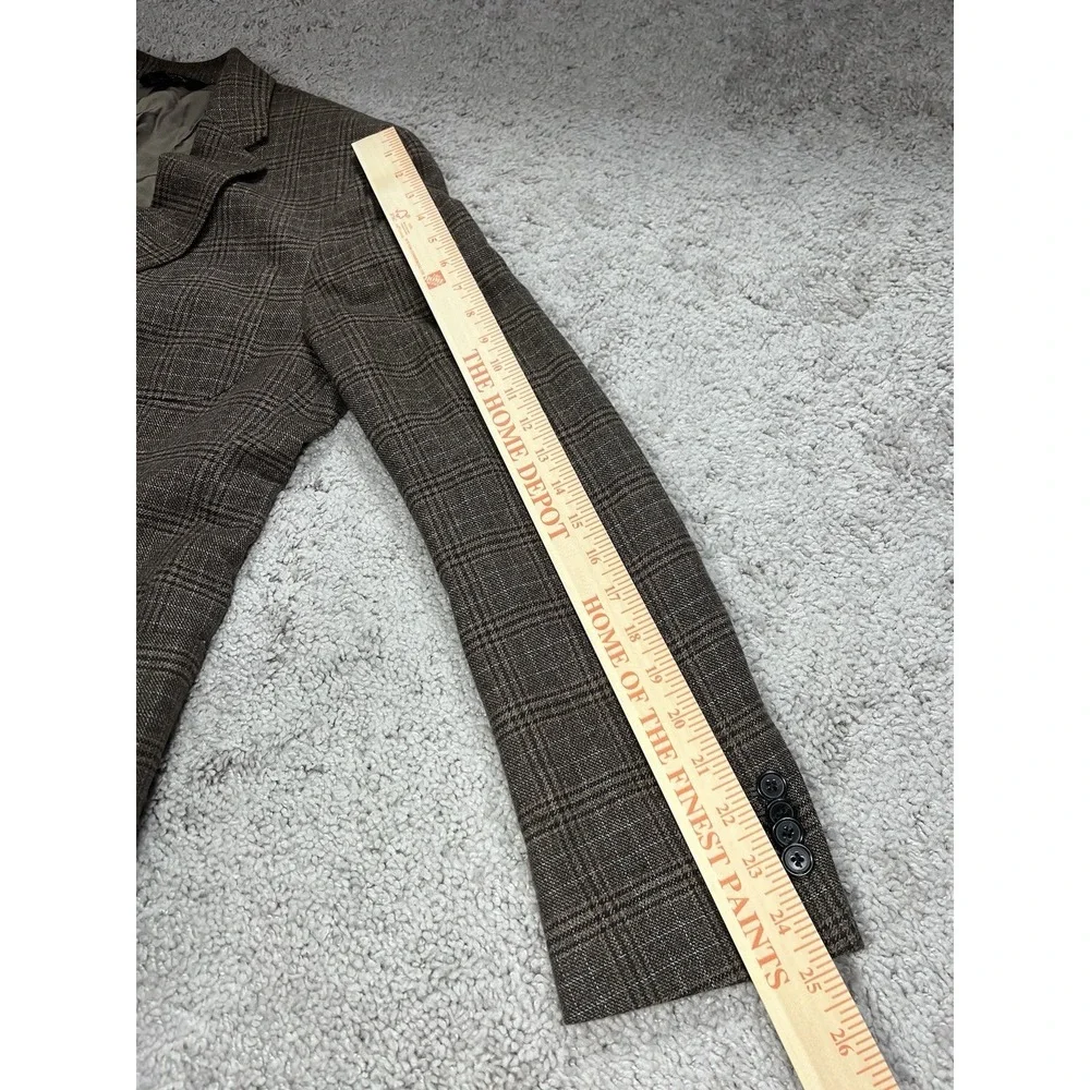 Men's Banana Republic Slim Fit Brown Plaid Blazer Size 42R Single‎ Breasted